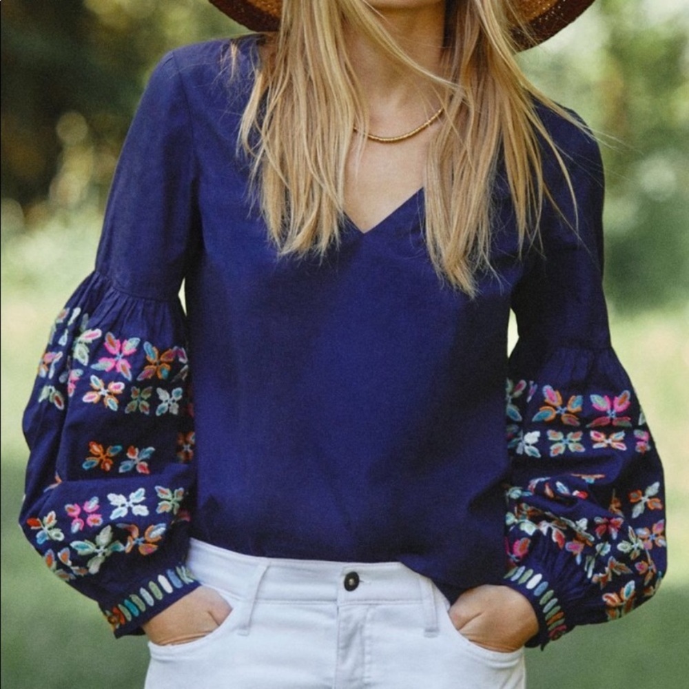 Anthropologie Maeve Sonja Embroidered Blouse